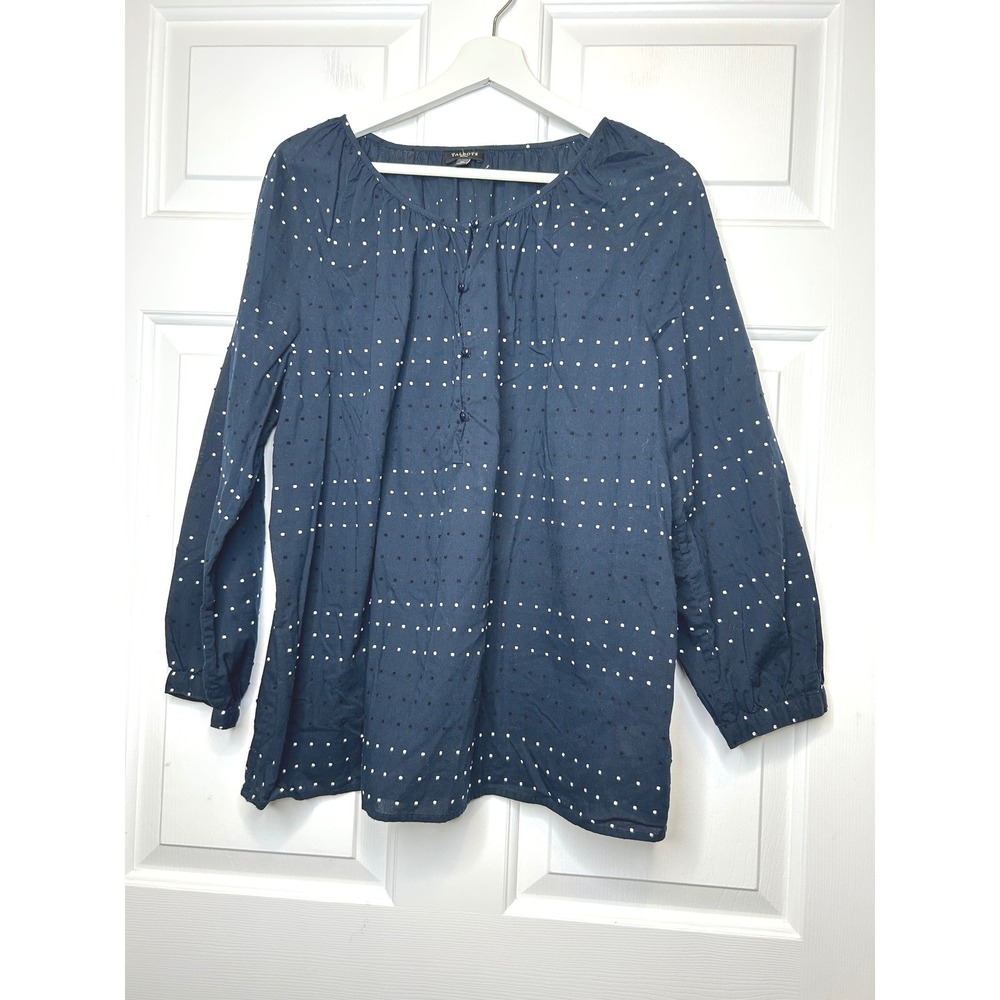 Talbots Swiss Dot Cotton Blouse Size: 1X
